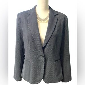 Zara Polka Dot One Button Blazer Suit Jacket Navy Blue & White Women’s Size 10